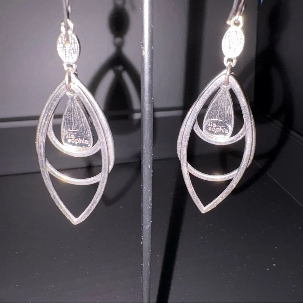 Lia Sophia Silver and Black Geometric Earrings